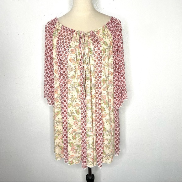 FREE PEOPLE Because I Love You Tunic Mini Dress Sunshine Combo Boho Size XS - Picture 4 of 13